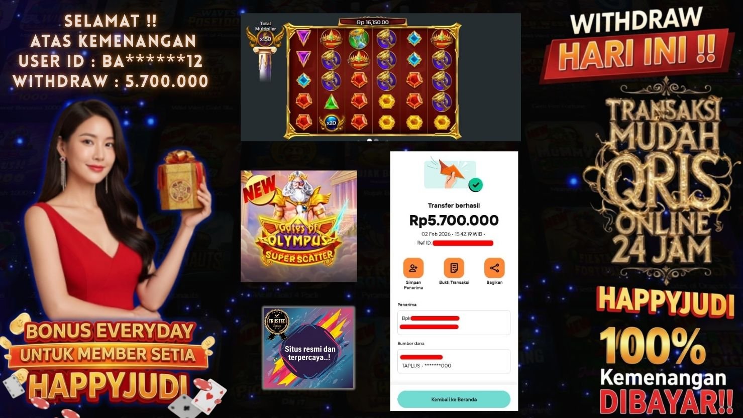 HAPPYJUDI JACKPOT SLOT GATES OF OLYMPUS SUPER SCATTER